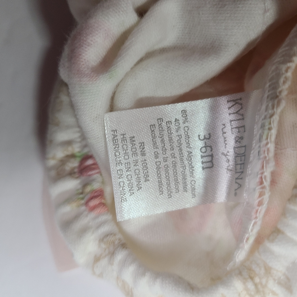 Kyle & Deena Pink Rose Print Ribbon One Piece Bodysuit Baby Size 3-6 Months - Picture 8 of 9